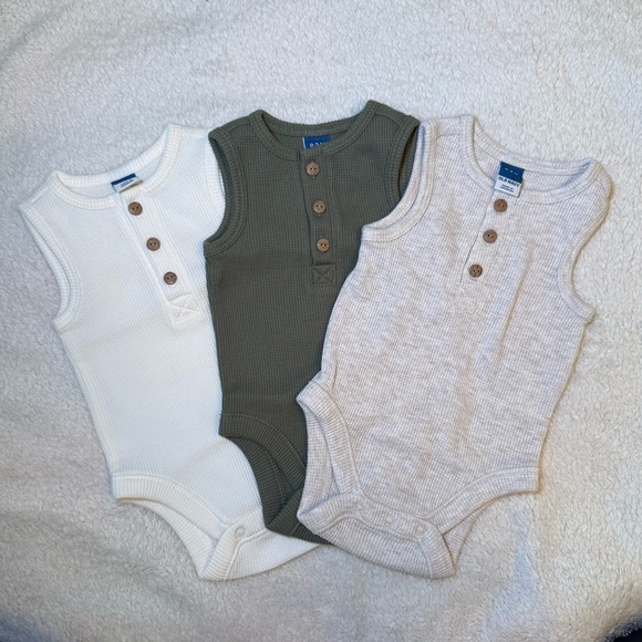 Old Navy - Three - Waffle Button Tank Tops for Babies - Size 0-3 months - Picture 1 of 6
